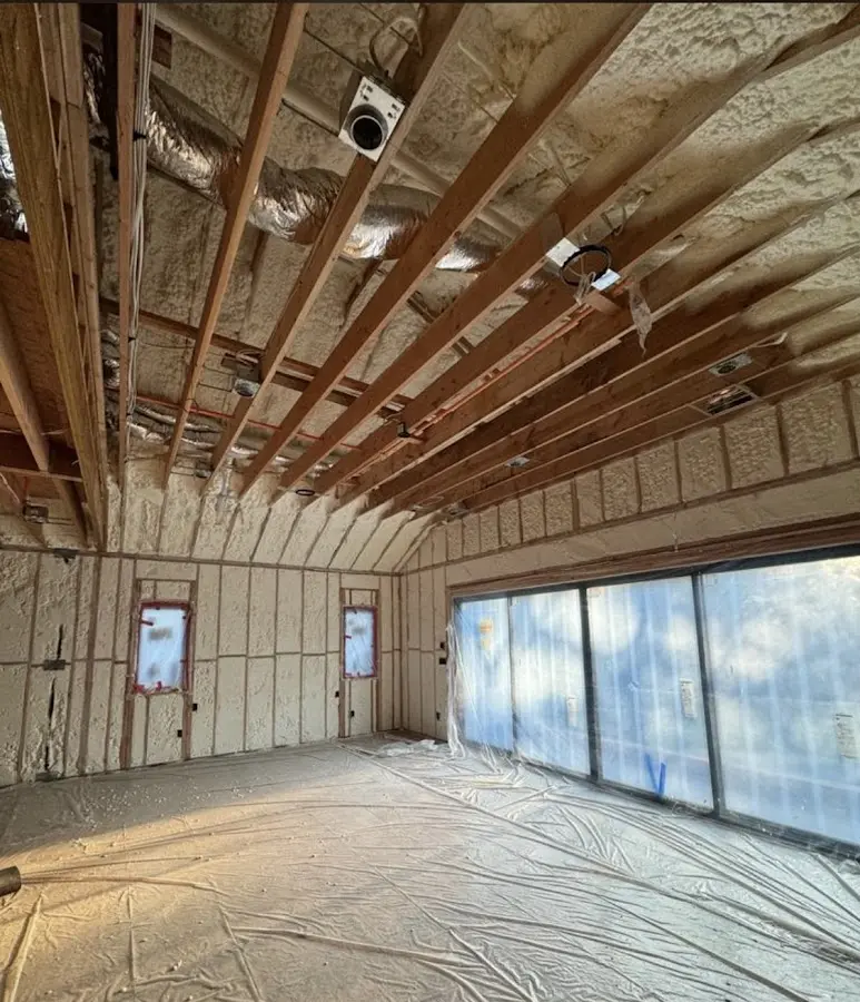 Interior walls and ceiling insulated with spray foam during new construction in Vineland